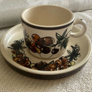 Signed Vintage Jersey Channel England Pottery Small Mug Tea Cup and Saucer